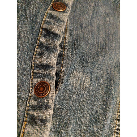 vintage Old Navy denim Dress Y2K fashion era short-sleeve denim shirt dress Sz 6 - Picture 4 of 15